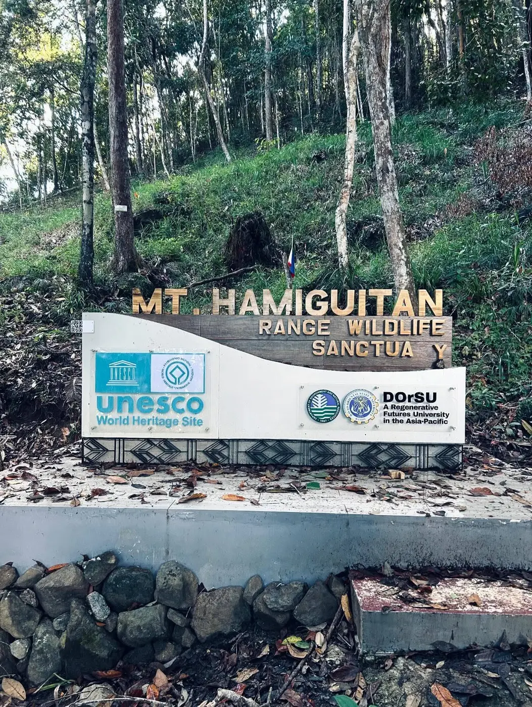 Mt. Hamiguitan Range Wildlife Sanctuary signboard in the forest